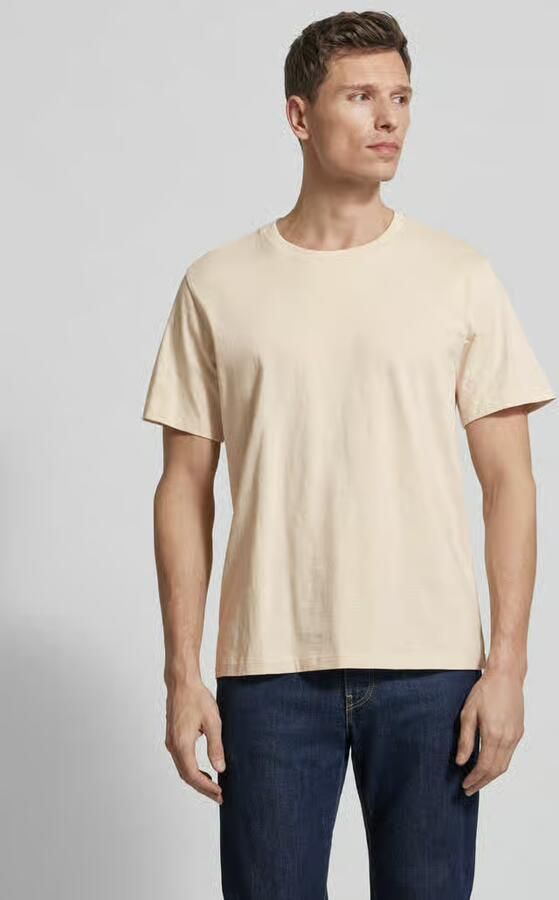 SELECTED MEN Heren Polo's & T-shirts Slhaspen Slub Ss O-neck Tee Noos Beige - Foto 6