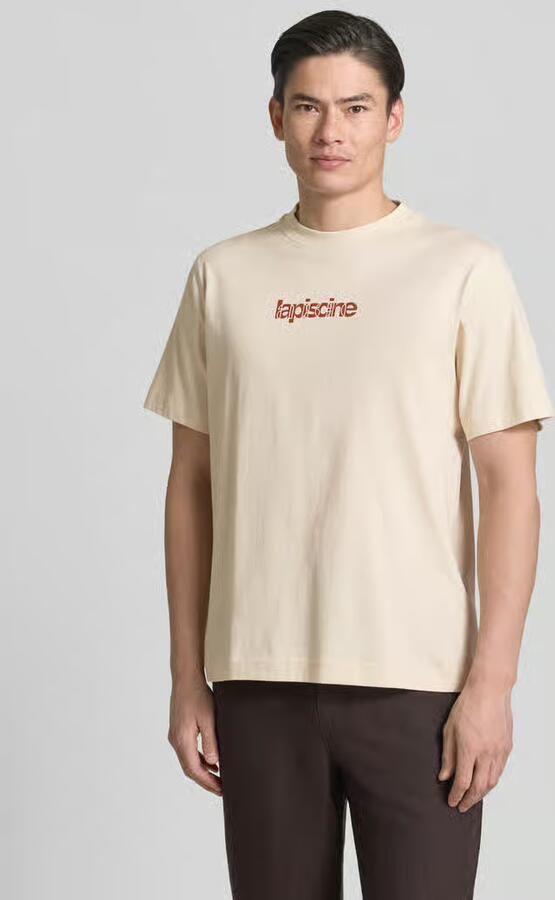 SELECTED MEN Heren Polo's & T-shirts Slhaspen Graphic Ss Tee Beige - Foto 7