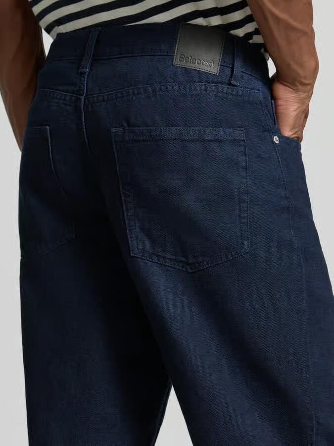 Selected regular fit tapered jeans van mix van katoen en hennep model 'MAURO'
