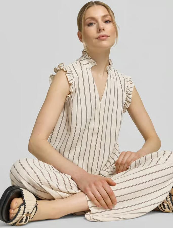 Selected regular fit top met linnengehalte model 'VIVA'