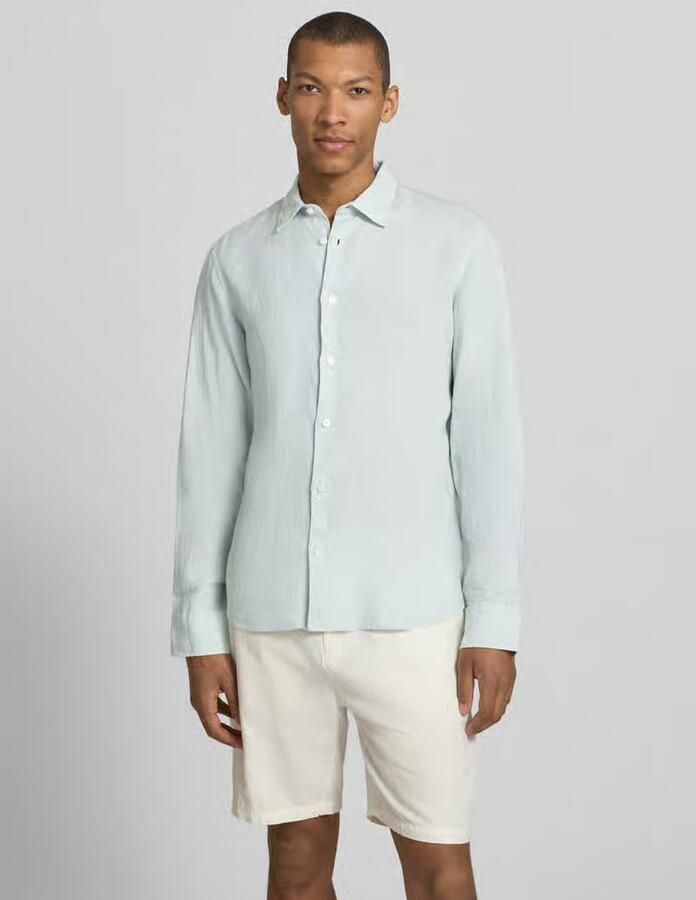 Selected Overhemd Lange Mouw Noos Regkylian-Linen Shirt Aqua Gray White - Foto 4
