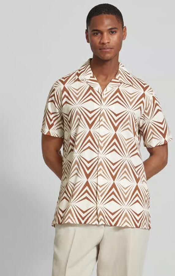SELECTED HOMME regular fit overhemd SLHREG met all over print beige - Foto 2