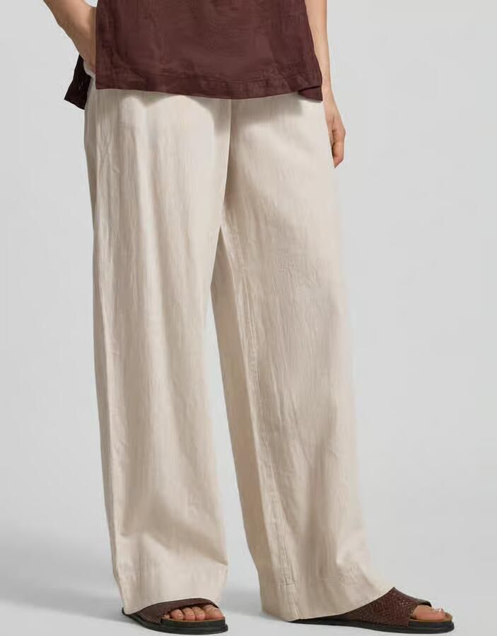 Selected regular fit wijde broek van linnen-katoenmix model 'LUISA' - Foto 2