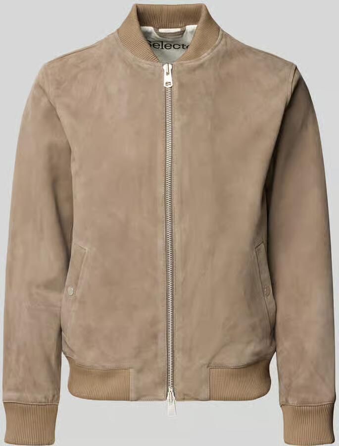 Selected Homme Regular fit bomberjack van echt geitenleer model 'ARCHIVE'
