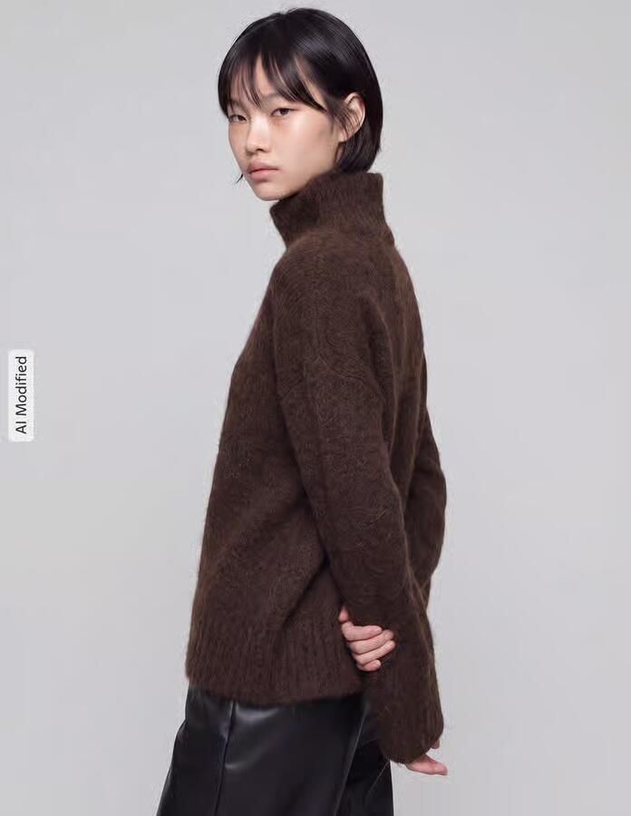 SELECTED WOMEN Dames Truien & Vesten Slfgabriella Ls Knit High Neck Bruin - Foto 6