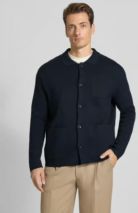 SELECTED MEN Heren Truien & Vesten Slhmike Light Ls Knit Relaxed Polo Cardigan Donkerblauw - Foto 8