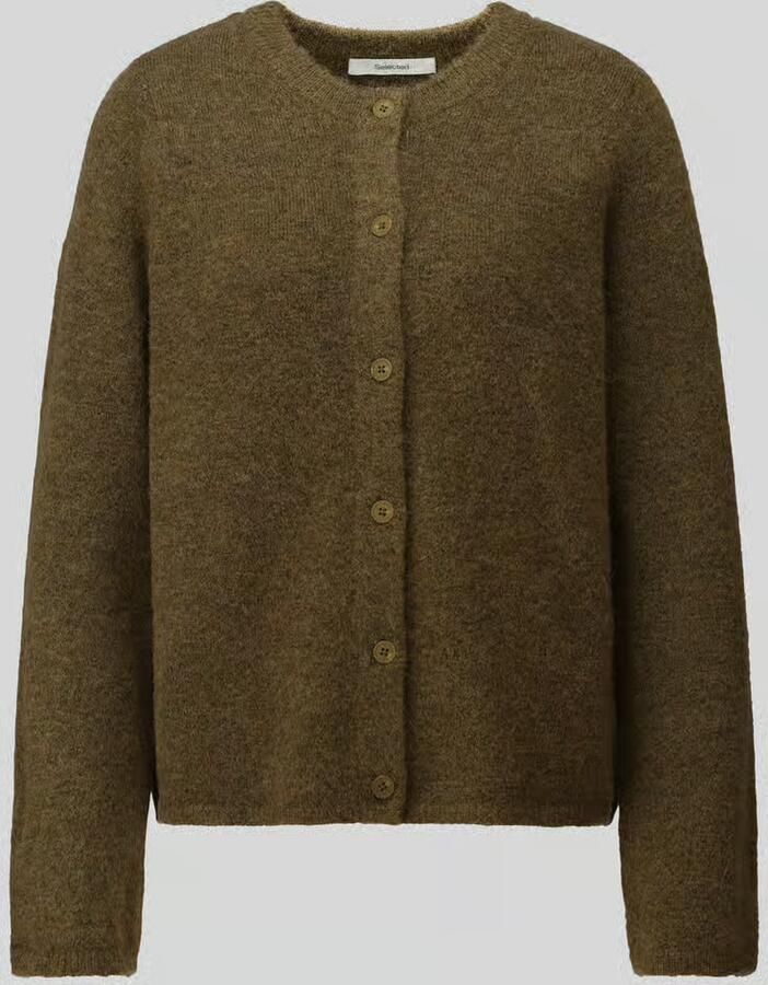 Selected relaxed fit gebreid jack van wolmix met alpaca-aandeel model 'LULU' - Foto 5