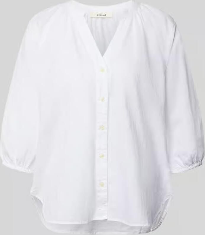Selected relaxed fit overhemdblouse mix van katoen en linnen model 'ALBERTA' - Foto 2