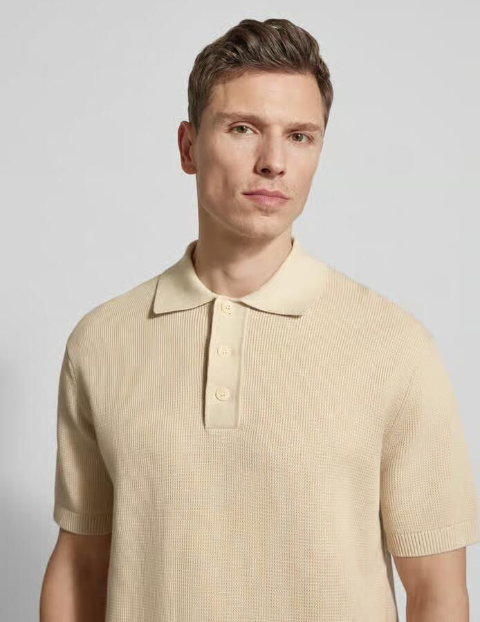 SELECTED MEN Heren Polo's & T-shirts Slhdane Ss Knit Relaxed Polo Noos Creme - Foto 5