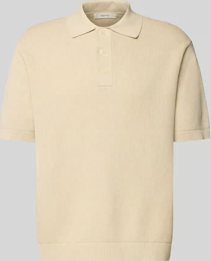 SELECTED MEN Heren Polo's & T-shirts Slhdane Ss Knit Relaxed Polo Noos Creme - Foto 6