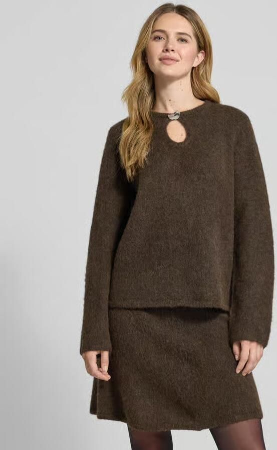 SELECTED WOMEN Dames Truien & Vesten Slflulu Brushed Ls Knit Keyhole O-neck Bruin - Foto 6