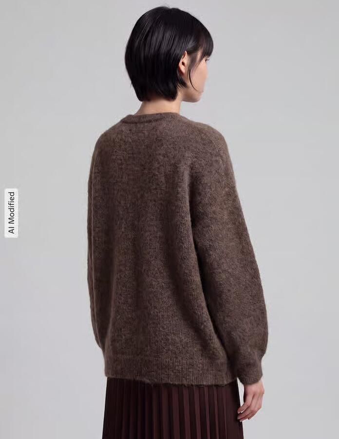 SELECTED WOMEN Dames Truien & Vesten Slwlulu Ls Knit Relaxed O-neck Bruin - Foto 5