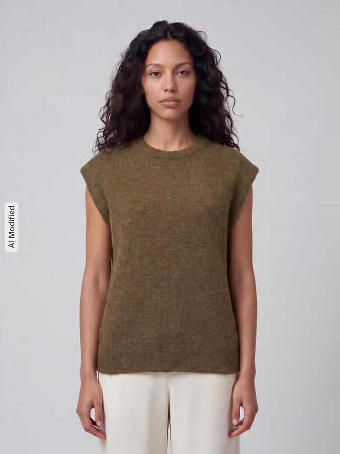 SELECTED WOMEN Dames Truien & Vesten Slwlulu Sl Knit Vest Olijf - Foto 7