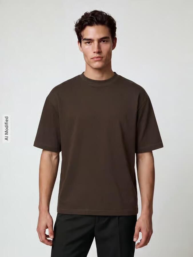 SELECTED MEN Heren Polo's & T-shirts Slhlooseoscar Ss O-neck Tee Noos Bruin - Foto 10