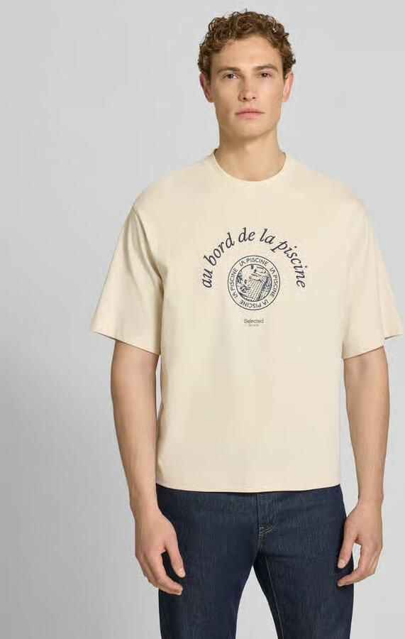 Selected relaxed fit T-shirt van puur katoen model 'BOXYNORMAN GRAPHIC' - Foto 5