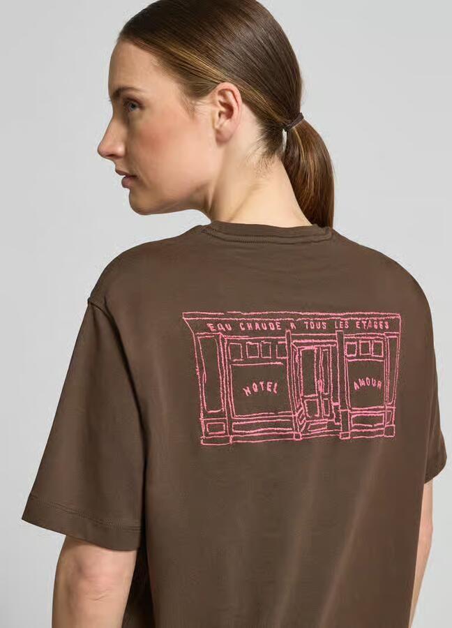 Selected relaxed fit T-shirt van puur katoen model 'BROOK SS HOTEL'