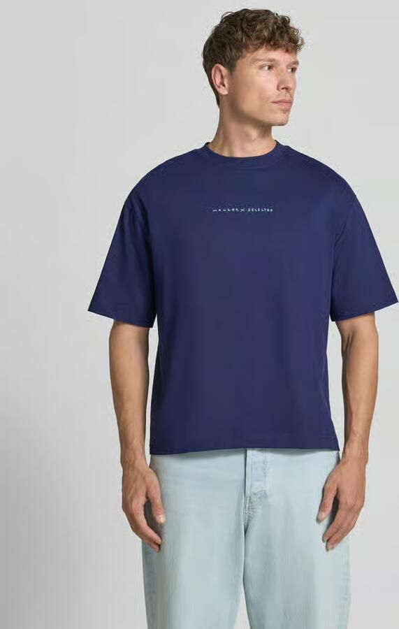 SELECTED MEN Heren Polo's & T-shirts Slhrelaxnorman License Ss Tee Donkerblauw - Foto 9