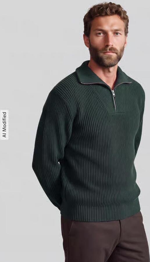 SELECTED MEN Heren Truien & Vesten Slmdry Ls Knit Half Zip Donkergroen - Foto 7