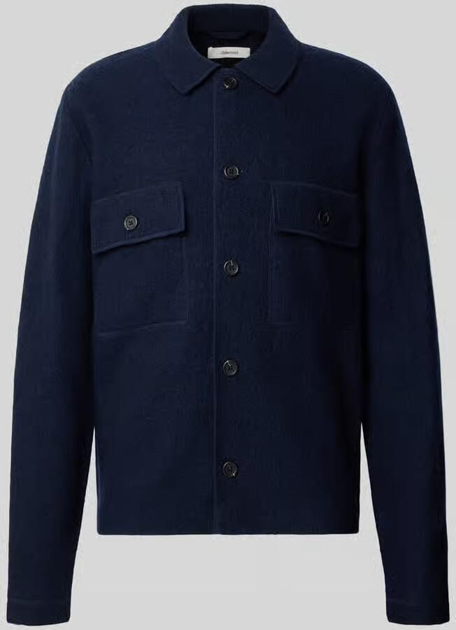 SELECTED MEN Heren Overshirts Slhnealy Ls Knit Workwear Cardigan Donkerblauw