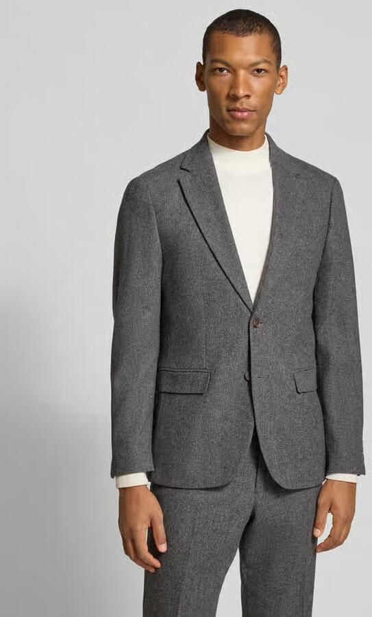 Selected Slim fit colbert met klepzakken van wol - Foto 3