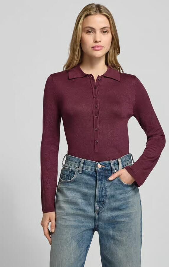 Selected Slim fit shirt met lange mouwen van een mix van lyocell en katoen model 'FLURA LUREX' - Foto 2