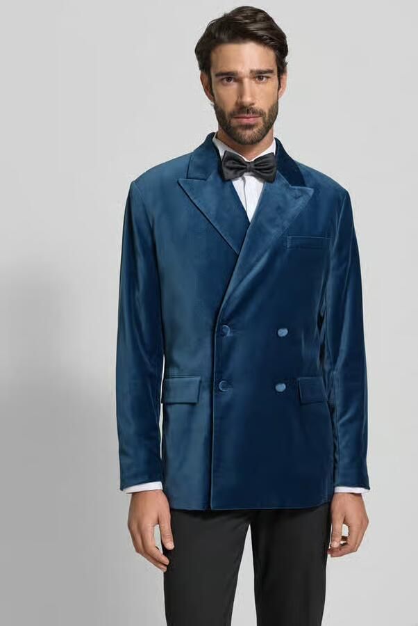 Selected Homme Slim fit smoking van fluweel van biologisch katoen - Foto 4
