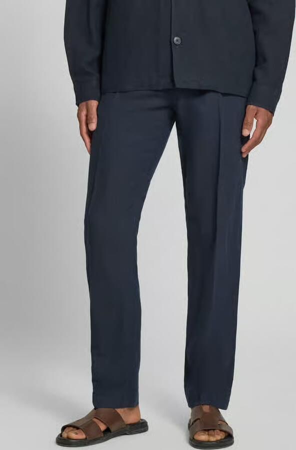 Selected Homme Regular fit linnen broek met persplooien model 'LEROY' - Foto 3