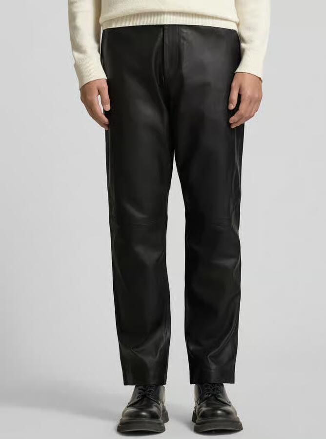 Selected Homme Wide leg broek van echt lamsleer model 'CHANCE' - Foto 2