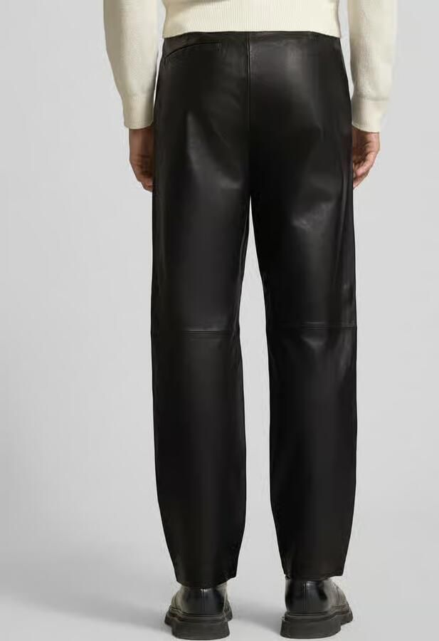 Selected Homme Wide leg broek van echt lamsleer model 'CHANCE'