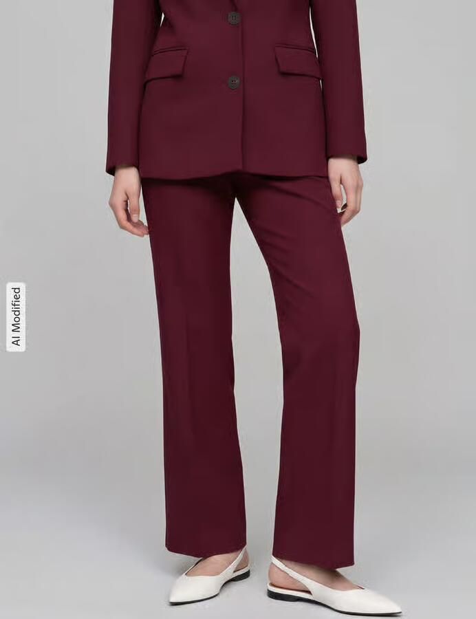 SELECTED WOMEN Dames Broeken Slfrita Mw Wide Pant Mel Bordeaux - Foto 9
