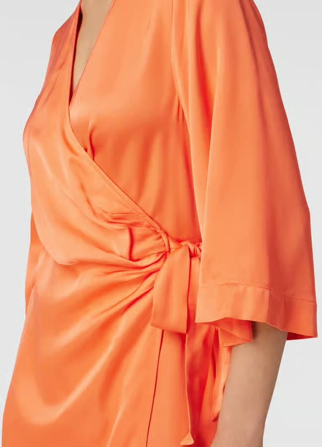 SELECTED FEMME Dames Jurken Slffranziska 3 4 Short Satin Wrap Dress Oranje - Foto 2