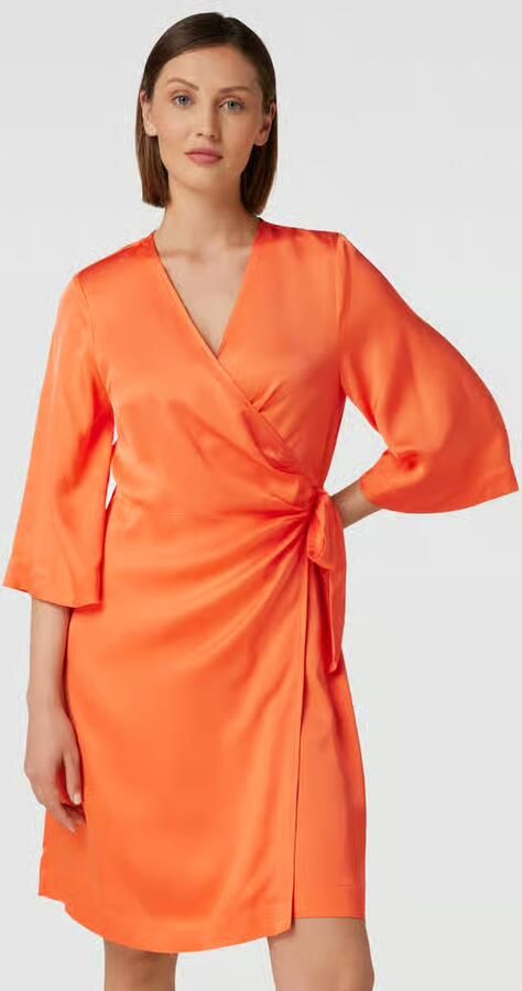 SELECTED FEMME Dames Jurken Slffranziska 3 4 Short Satin Wrap Dress Oranje - Foto 7