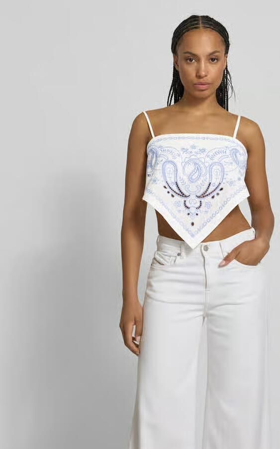 Self-Portrait Croptop met bandeau van linnenmix - Foto 3