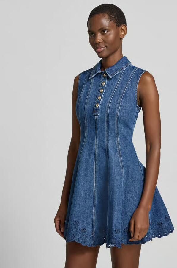 Self-Portrait Minijurk in denimlook - Foto 3
