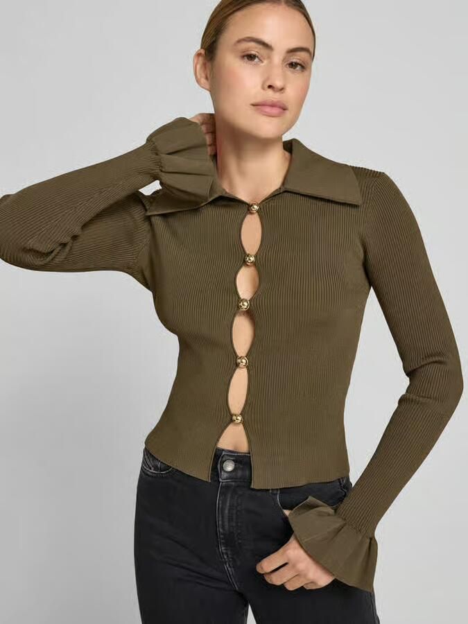 Self-Portrait Slim fit blouse van viscosemix