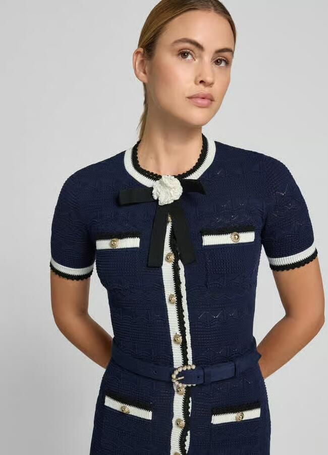 Self-Portrait slim fit midi-jurk in breilook