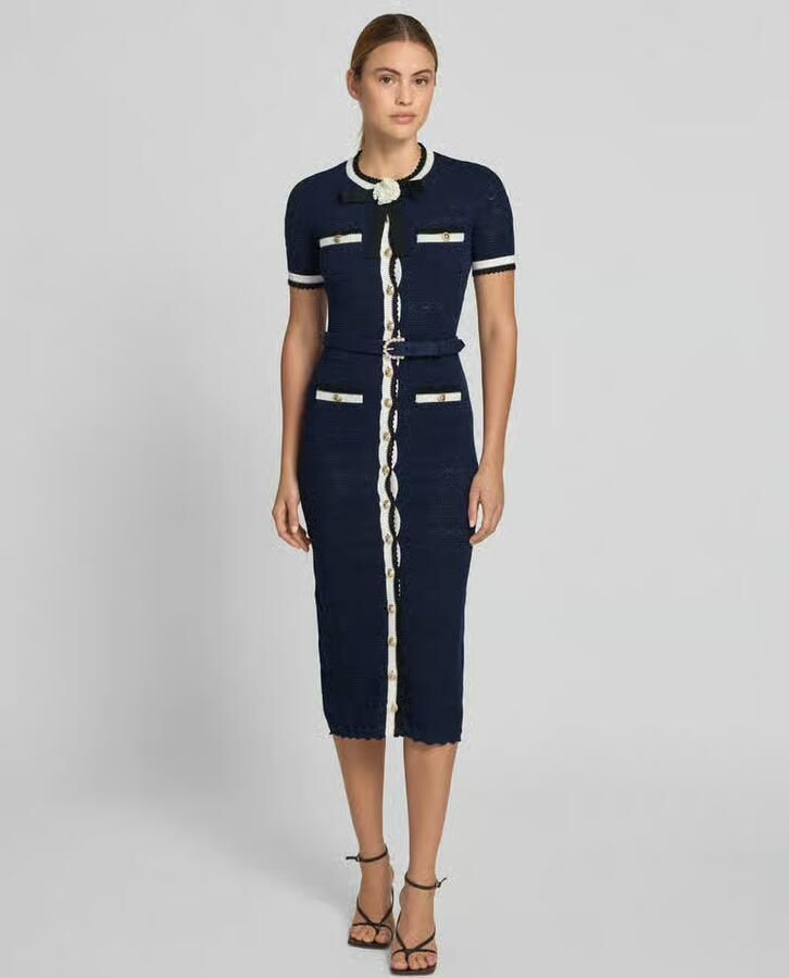 Self-Portrait Slim fit midijurk in brei-look - Foto 3