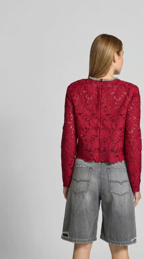 Self-Portrait Slim Fit shirt met lange mouwen van bloemig kant