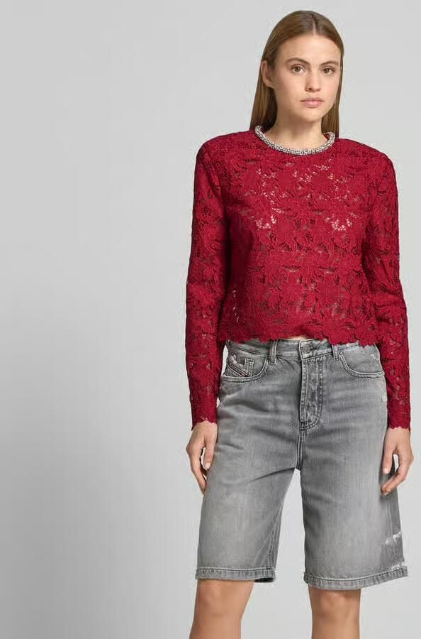 Self-Portrait Slim Fit shirt met lange mouwen van bloemig kant - Foto 3