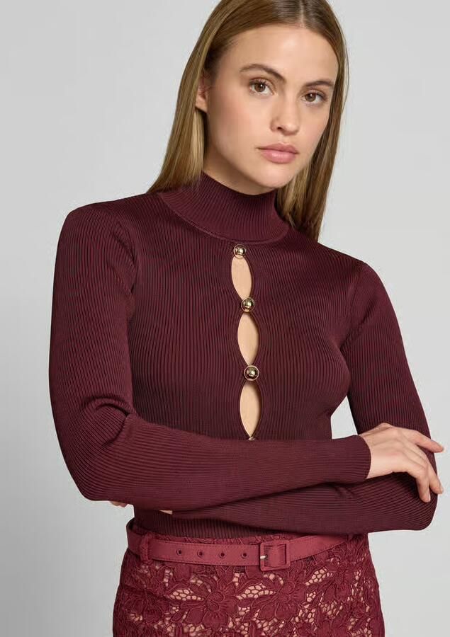 Self-Portrait Slim fit shirt met lange mouwen van viscosemix