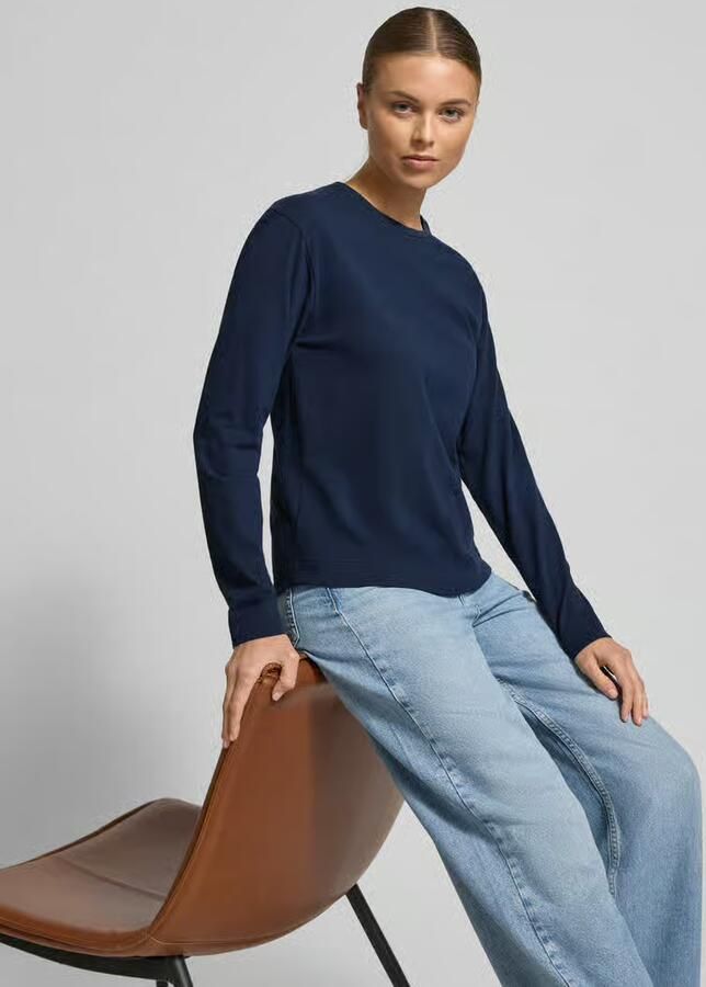 SKINY Shirt met lange mouwen en geribde ronde hals