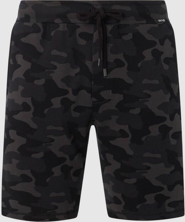 SKINY sweatshort met camouflageprint zwart grijs