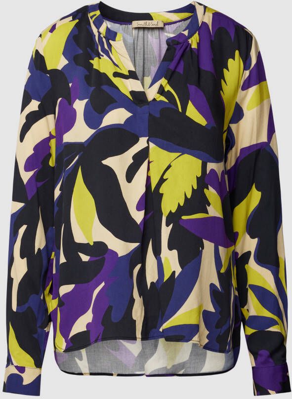Smith and Soul Blouse van viscose met all-over motief en tuniekkraag
