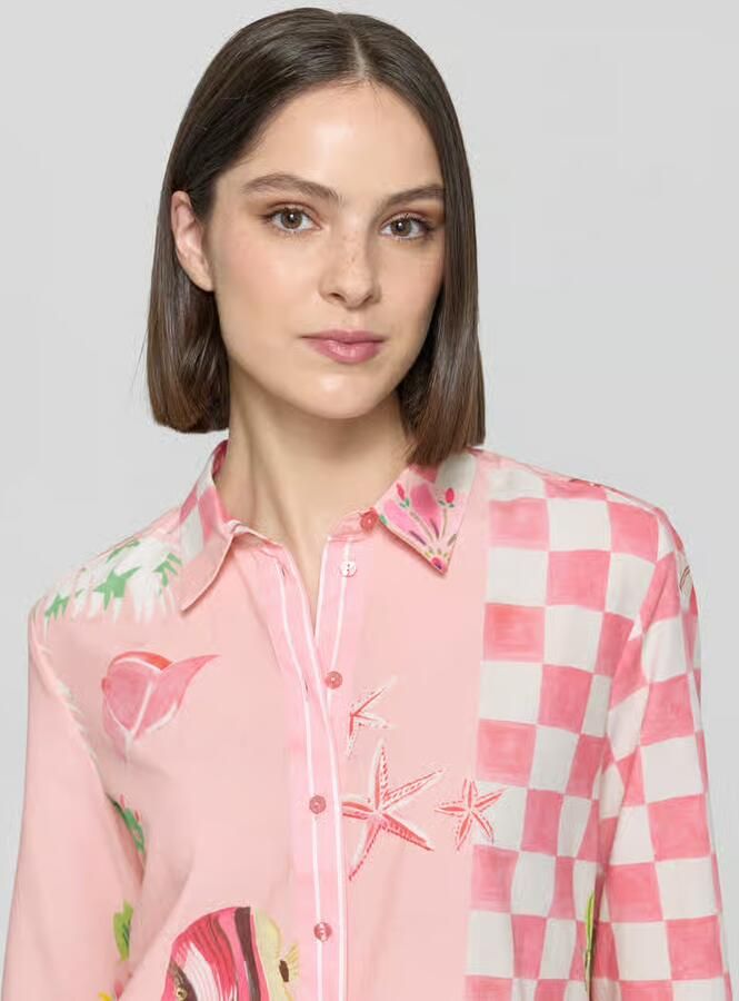 Smith and Soul Blouse van viscosemix met knoopsluiting model 'Crazy Shirt'