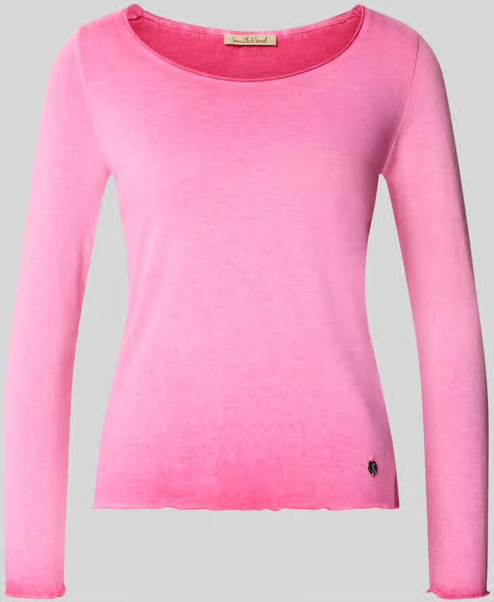 Smith and Soul Gebreid shirt met labeldetail en geschulpte zoom