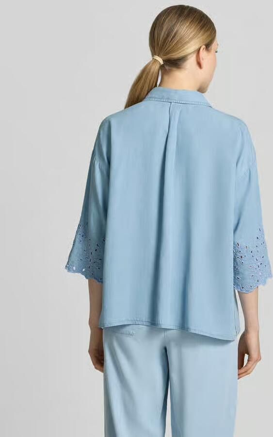 Smith and Soul jeansblouse met ajourwerk en overhemdkraag - Foto 2