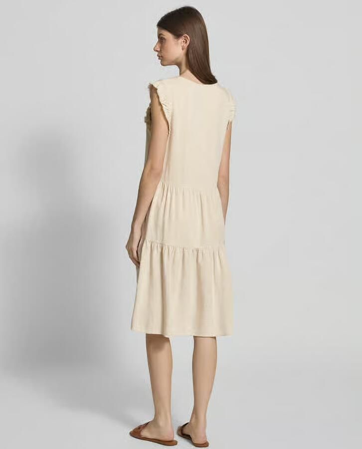 Smith and Soul Knielange jurk van een mix van viscose en linnen met V-hals