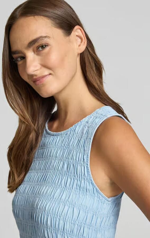 Smith and Soul midi-jurk met smokdetails en ronde hals