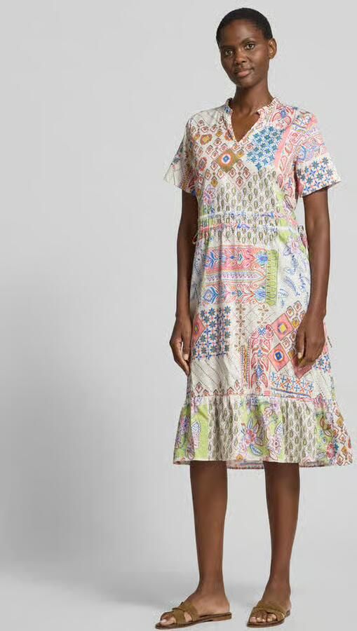 Smith and Soul midi-jurk met V-hals en zijwaartse vetersluiting - Foto 3