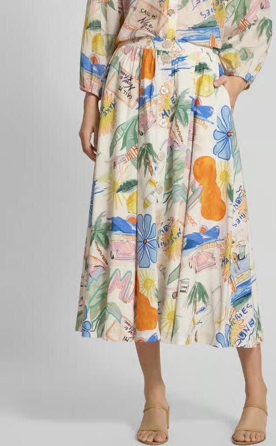 Smith and Soul Midirok van een mix van viscose en katoen met knoopsluiting - Foto 2